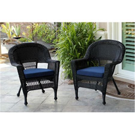 PROPATION W00207-4-C-FS011-CS Black Wicker Chair with Blue Cushion PR330417
